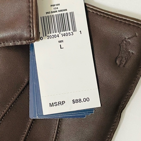🆕 Polo Ralph Lauren Insulated Sheepskin Touch Screen Gloves. Dark Brown, Large - Picture 6 of 12